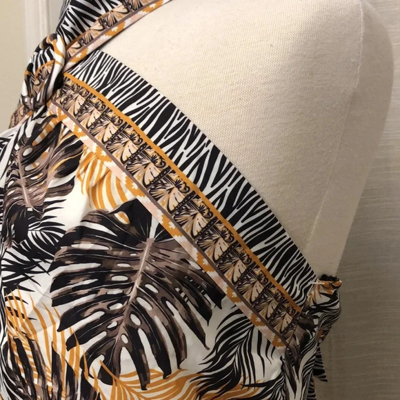 NEW with Tag Milk & Honey Black & Gold Palm Leaves Halter Crop Top | Sz Large - Picture 4 of 8